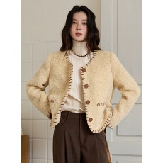 批发肌理感小香风毛呢外套女<b class='q'>春秋</b>冬2025新款加厚减龄女士短款洋气上衣