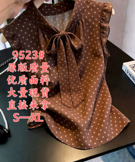 고급 센스 레트로 도트 무늬 나비 넥타이 여성 셔츠 여름 새로운 프랑스식 품격 슬림해 보이는 다용도 맨위 트렌디