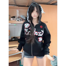 批发2025<b class='q'>新款</b> 纯棉 整件刺绣 原版做工有做内抽 连帽拉链卫衣