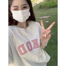 批发新款 贴皮绣花短袖t恤女半袖T桖纯棉夏季宽松情侣上衣