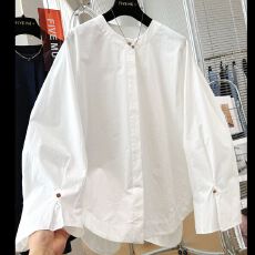 批发新款 原版面料 200斤特大码韩系慵懒风圆领<b class='q'>衬衫</b>设计感上衣