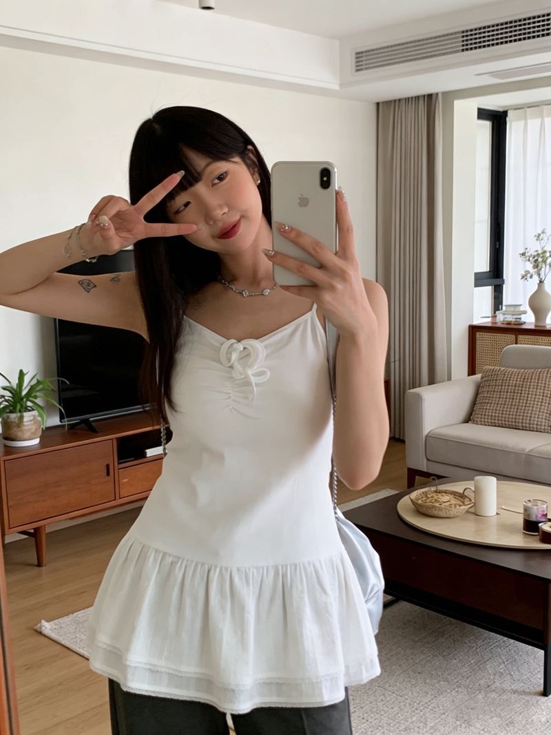 새로운 순면 스트랩 주름 조끼 슬립 몸매 가꾸기 레이스 치마 인사이드 잡아라. 의류