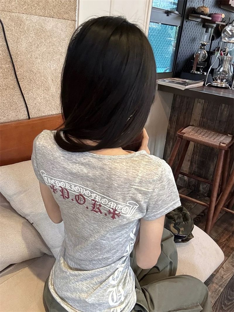 새로운 좋은 품질 솜씨 프린트 u 칼라 몸매 가꾸기 티셔츠