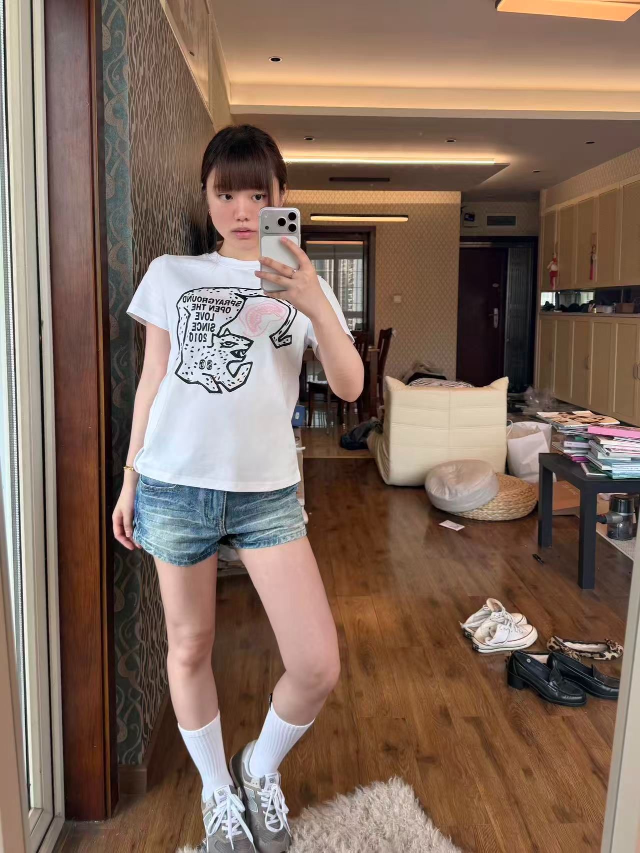 새로운 출처 생방송 품질 반팔 긍정적 인 어깨 티셔츠 프린트