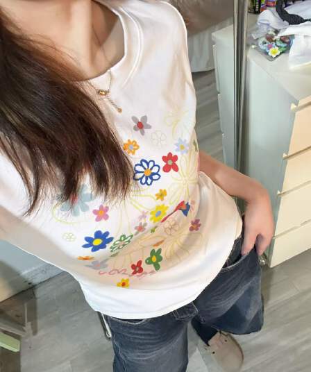 새로운 출처 생방송 품질 이후 패키지 칼라 꽃 프린트 높은 탄력성 몸매 가꾸기 t