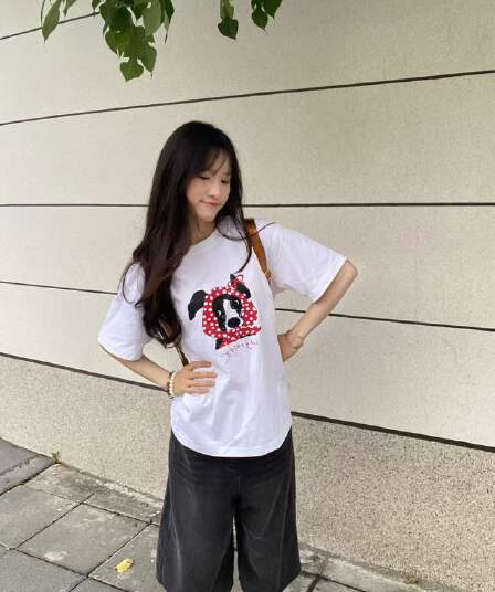 새로운 출처 생방송 품질 이후 패키지 칼라 개 프린트 티셔츠