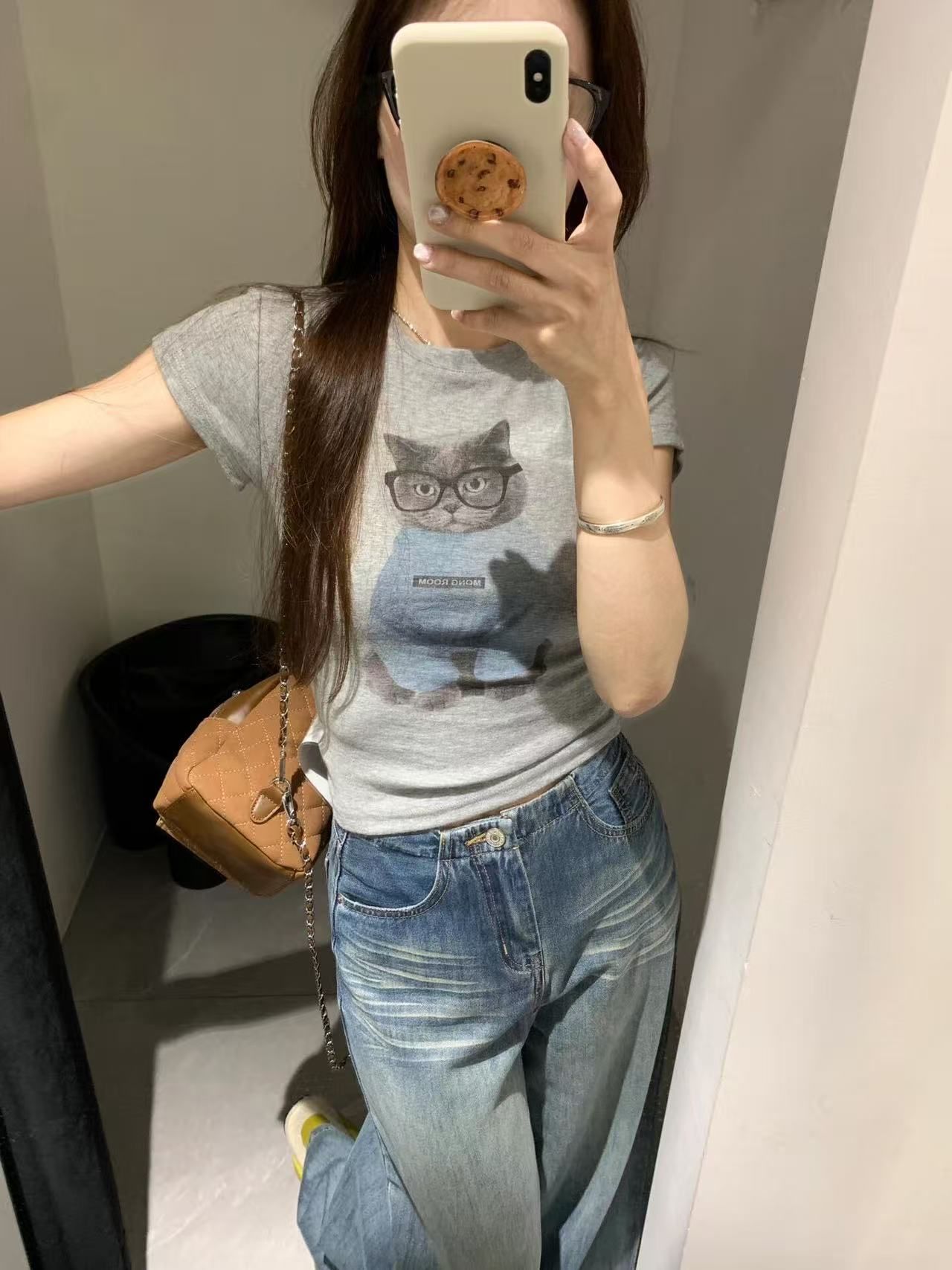 새로운 출처 생방송 품질 이후 패키지 칼라 높은 탄력성 몸매 가꾸기 고양이 프린트