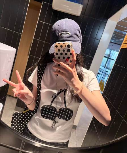 새로운 출처 생방송 품질 이후 패키지 칼라 높은 탄력성 몸매 가꾸기 도트 무늬 체리