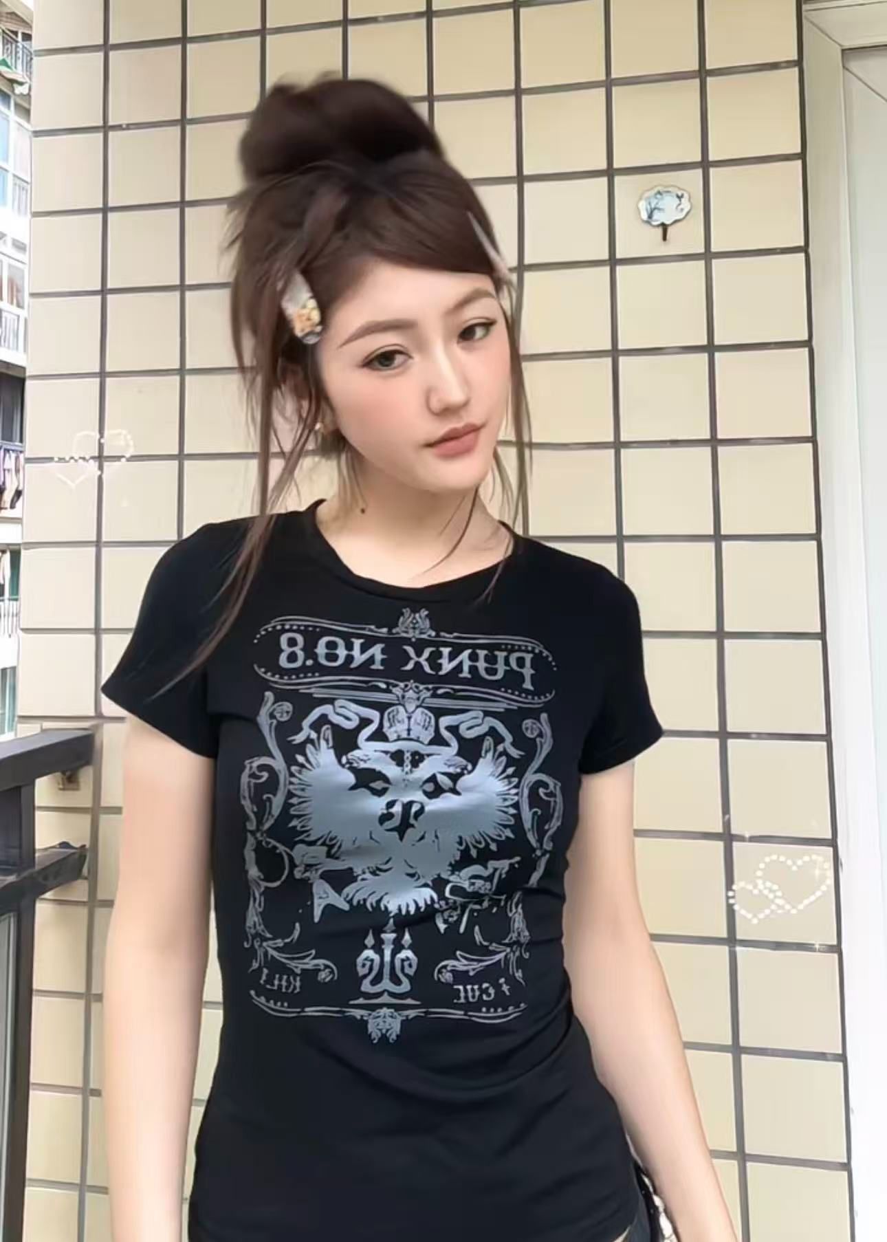 새로운 출처 생방송 품질 이후 패키지 칼라 높은 탄력성 몸매 가꾸기 알파벳 프린트