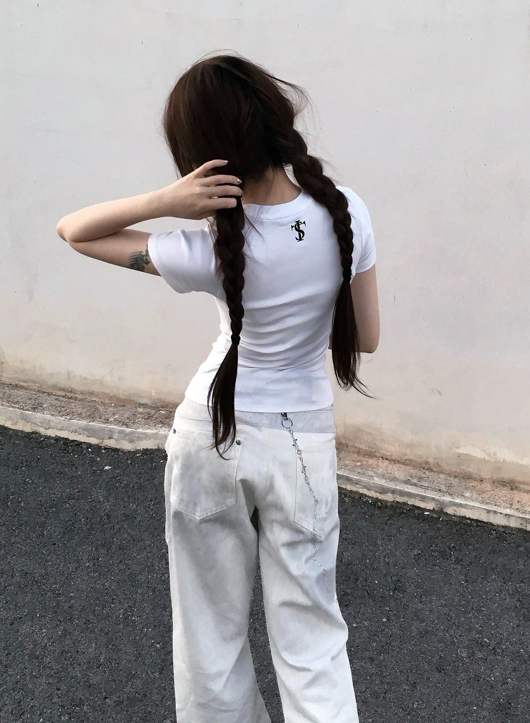새로운 자수 네리 가게 천 몸매 가꾸기 반팔 티셔츠 여성