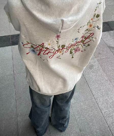 새로운 좋은 품질 원본 솜씨 전후 자수 후드 티 스웨터 여성