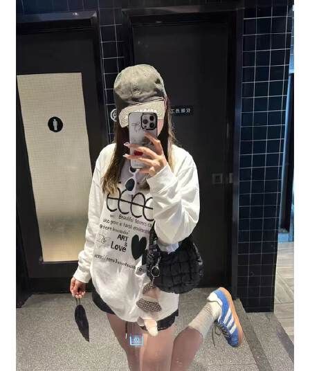 봄 가을 새로운 이후 패키지 칼라 긴팔 Luokou 티셔츠 하트 알파벳 프린트