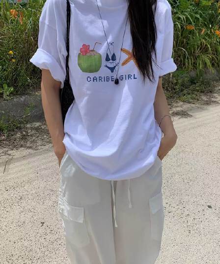 새로운 생방송 품질 이후 패키지 칼라 반팔 티셔츠 여름 코코넛 프린트
