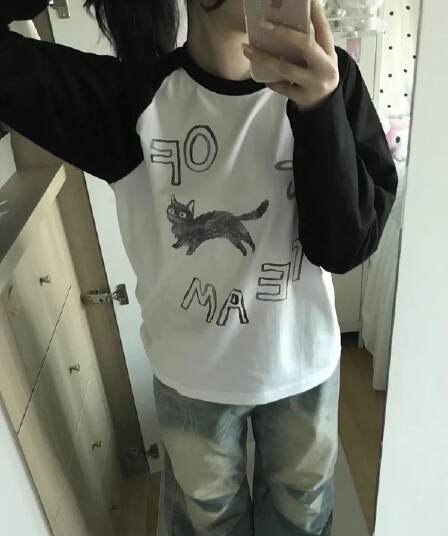 새로운 생방송 품질 삽입 어깨 소매 당겨서 기사 이후 패키지 칼라 낙서 프린트