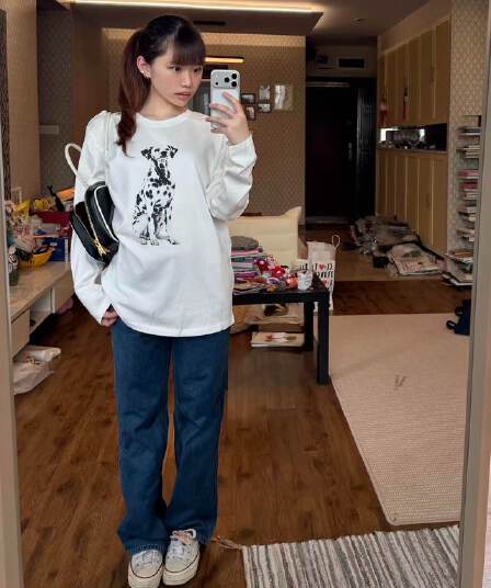 봄 가을 새로운 이후 패키지 칼라 긴팔 라운드 넥 티셔츠 개 프린트 맨위