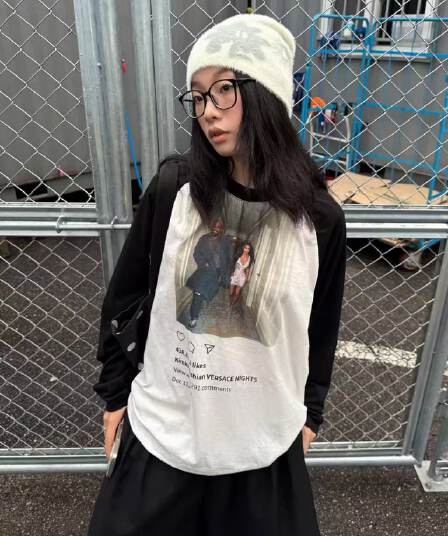 새로운 생방송 품질 삽입 어깨 소매 당겨서 기사 이후 패키지 칼라 초상화 프린트