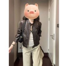 批发新款 皮面料+内里 春秋立领机车<b class='q'>短</b>款皮衣<b class='q'>外套女</b>上衣