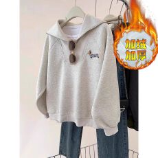 批发新款 复合真超加绒 特大码300斤卡通翻领卫衣