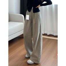 批发美式卡其色工装休闲裤女<b class='q'>秋</b>季新款大码胖mm高腰宽松显瘦阔腿弯刀裤