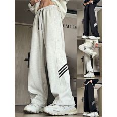 批发特价华棉复合】宽松直筒条纹<b class='q'>设计</b>感抽绳美式高街卫裤运动休闲长裤