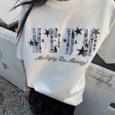 批发实价 二本针 刺绣 贴布（纯棉220克精梳紧密）<b class='q'>短袖</b>t恤女