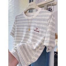 批发【原版面料】特大码300斤小狗刺绣条纹<b class='q'>短袖</b><b class='q'>T</b><b class='q'>恤</b><b class='q'>女</b>上衣2026新款