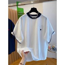 批发【纯棉】特大码300斤刺绣撞色<b class='q'>短袖</b><b class='q'>T</b><b class='q'>恤</b><b class='q'>女</b>2026新款休闲上衣