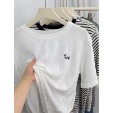 批发【原版面料】特大码300斤轻薄条纹<b class='q'>短袖</b><b class='q'>女</b><b class='q'>t</b><b class='q'>恤</b>夏宽松刺绣上衣