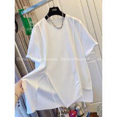 批发【纯棉】特大码300斤不规则开叉<b class='q'>短袖</b><b class='q'>T</b><b class='q'>恤</b>宽松上衣<b class='q'>女</b>2026夏