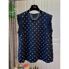 批发【纯棉】特<b class='q'>大码</b>300斤波点木耳蕾丝边小飞袖衬衫女上衣夏