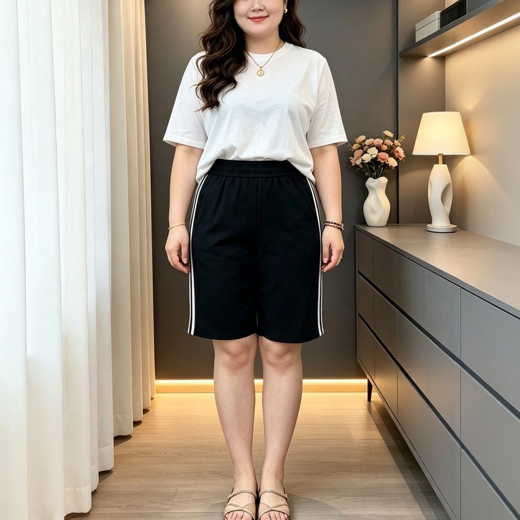 지방 mm 여름 새로운 캐주얼 바지 측면 아빠 기사 디자인 센스 하이웨이스트 루즈핏 표지 고기 출퇴근 스트레이트 오부 바지 여성