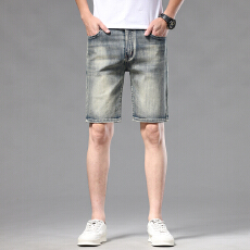 批发春夏款五分微弹重工洗水百搭合体直筒剪裁五分牛仔裤