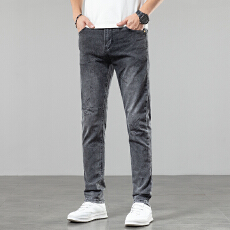 批发春夏款提花微弹小直通修身小个子牛仔裤