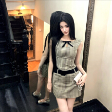 批发「千鸟格 · 复古千金裙」Barb Chill法式格纹短裙<b class='q'>连衣裙</b>