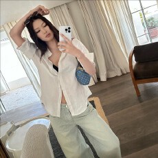 批发5werkwen 天然氧吧|松弛主义 1OO<b class='q'>亚麻</b>手工翻褶卷边袖宽松衬衫