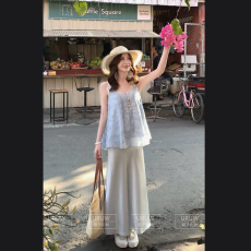 批发颖子定制【海岛长梦】度假休闲时尚刺绣吊带女<b class='q'>夏</b>薄款宽松背心上衣