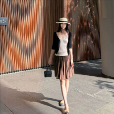 批发5werkwen 夏日轻盈ballet套组 <b class='q'>真丝</b>莱赛尔开衫/醋酸亚麻伞<b class='q'>裙</b>/吊带