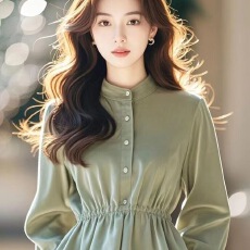 批发今年流行的漂亮<b class='q'>小衫</b>早秋新款气质上衣女高级感收腰淡青色长袖