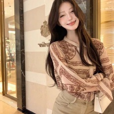 批发复古雪纺衬衫外套女装秋季老钱风松弛感薄款长袖防晒衬衣宽松上衣