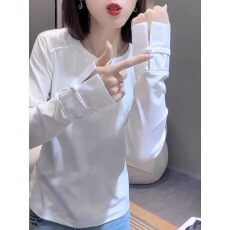 批发新中式国风纯棉长袖<b class='q'>T</b><b class='q'>恤</b>女秋时尚盘扣洋气宽松圆领上衣休闲打底衫