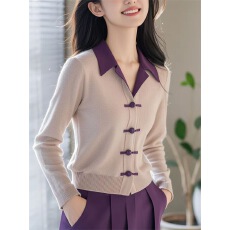 批发2024秋季<b class='q'>高级</b>感超好看洋气独特别致上衣新中式国风灰色针织开衫女