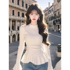 批发2024冬季今年时尚流行大女主气质百搭<b class='q'>高级</b>感白色超好看打底上衣女