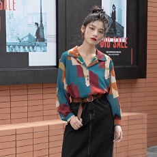 批发复古港风<b class='q'>衬衫</b>女春秋<b class='q'>长袖</b>防晒薄款高级感印花叠穿<b class='q'>衬衣</b>时尚洋气韩版