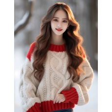 批发红色毛衣女2025新款麻花新年过年衣服拜年秋冬针织衫毛毛上衣女