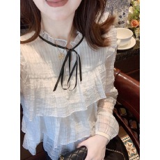 批发小香风<b class='q'>白色</b>长袖衬衫女2025春季新款法式轻奢减龄高级感<b class='q'>雪纺衫</b>上衣