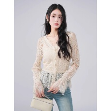 批发<b class='q'>镂空</b>流苏<b class='q'>雪纺衫</b>蕾丝衬衫百搭长袖早秋季新款上衣女
