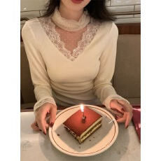 批发法式立领蕾丝拼接<b class='q'>衬衫</b>女内搭修身小衫