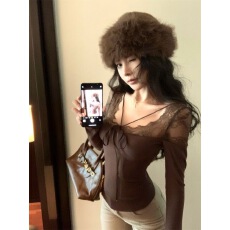 批发法式气质蝴蝶结系带长袖<b class='q'>T</b><b class='q'>恤</b>女秋季新款修身显瘦<b class='q'>个性</b>百搭V领上衣潮