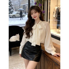 批发法式气质绑带蝴蝶结<b class='q'>长袖</b><b class='q'>衬衫</b>女设计感小众别致<b class='q'>衬衣</b>上衣春秋季新款