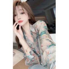 批发CHEN港风气质设计感碎花小衫上衣女女人味显白显瘦长袖<b class='q'>防晒</b>衬衫女